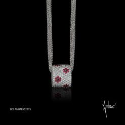 Large Rubies Flower Rolo Pendant