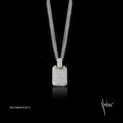 Micro Pave Dog Tag Necklace for Women