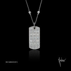 White Gold Dog Tag Necklace Windows Pattern
