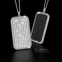 Black and White Blaze Diamond Dog Tags