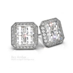 Diamond Stud Earrings with Blaze and Pave