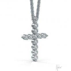 14k White Gold Diamond Cross Pendant