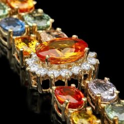 14K GOLD 26.81CT SAPPHIRE 1.50CT DIAMOND BRACELET