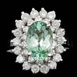 14K WHITE GOLD 2.50CT PARAIBA TOURMALINE 0.80CT DIAMOND RING