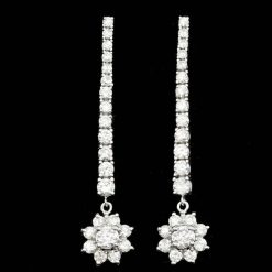 14K WHITE GOLD 3.65CT DIAMOND EARRINGS