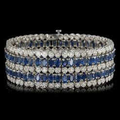 14K WHITE GOLD 30.00CT SAPPHIRE 2.50CT DIAMOND BRACELET