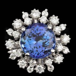 14K WHITE GOLD 5.00CT TANZANITE 0.90CT DIAMOND RING