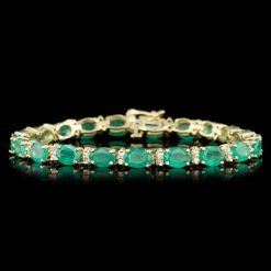 14K YELLOW GOLD 16.00CT EMERALD 1.25CT DIAMOND BRACELET