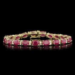 14K YELLOW GOLD 19.00CT RUBY 1.25CT DIAMOND BRACELET