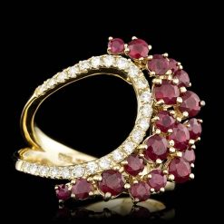 14K YELLOW GOLD 2.00CT RUBY 0.35CT DIAMOND RING