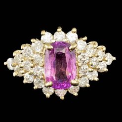 14K YELLOW GOLD 2.50CT SAPPHIRE 0.90CT DIAMOND RING