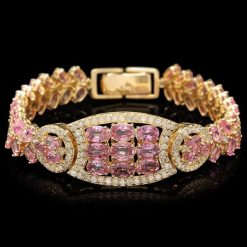 14K YELLOW GOLD 21.00CT SAPPHIRE 2.80CT DIAMOND BRACELET