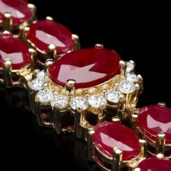 14K YELLOW GOLD 27CT RUBY 1.30CT DIAMOND BRACELET
