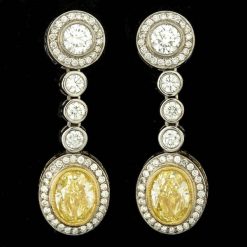 18K MULTI-TONE GOLD 6.91CT DIAMOND EARRINGS