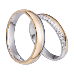 NHẪN CƯỚI KIM CƯƠNG VÀNG 18K PNJ VÀNG SON 00135-00024