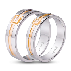 NHẪN CƯỚI KIM CƯƠNG VÀNG 18K PNJ 00136-00137