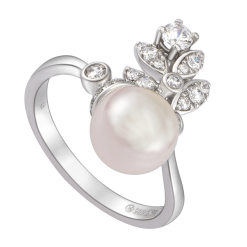 NHẪN CƯỚI VÀNG TRẮNG 14K ĐÍNH NGỌC TRAI AKOYA PNJ TRUE LOVE PAXMW000089