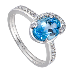 NHẪN VÀNG TRẮNG 14K ĐÍNH ĐÁ TOPAZ PNJ TPXMW000042