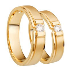 NHẪN CƯỚI VÀNG 18K ĐÍNH ĐÁ ECZ SWAROVSKI PNJ CHUNG ĐÔI 00878-00877