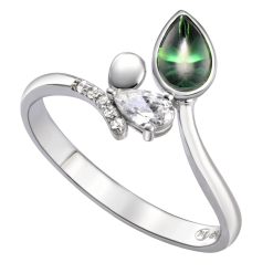 NHẪN VÀNG TRẮNG 10K ĐÍNH ĐÁ LIQUID CABOCHON SWAROVSKI PNJ SẮC XUÂN ZTXMW000121