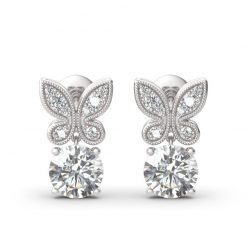 Jeulia Butterfly Round Cut Sterling Silver Drop Earrings