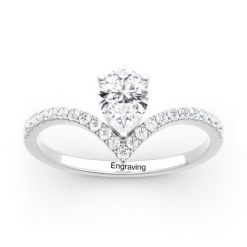 Jeulia Moissanite Pear Cut V Shaped Gold Ring