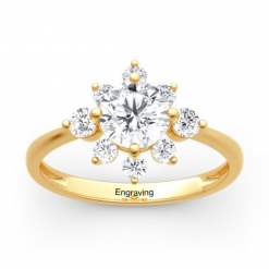 Jeulia Moissanite Round Cut Vintage Gold Ring