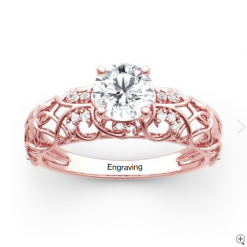 Jeulia Moissanite Round Cut Vines Design Gold Ring