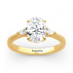 Jeulia Moissanite Three Stone Oval Cut Gold Ring