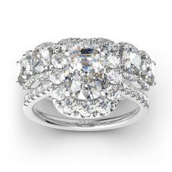 Jeulia Halo Oval Cut Sterling Silver Ring Set