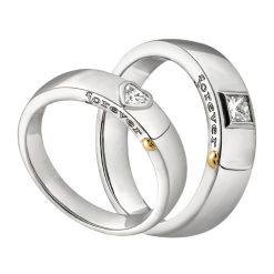 NHẪN CƯỚI BẠCH KIM ĐÍNH KIM CƯƠNG PNJ TRUE LOVE 00026-00027