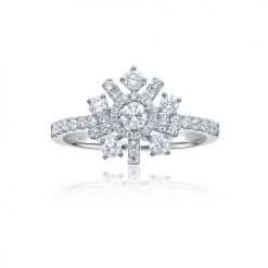 Snowflake diamond ring with slim band