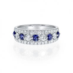 Ripple sapphire and diamond band