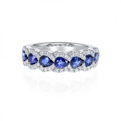 Pear and flow sapphire diamond ring