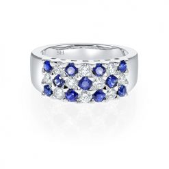 Sapphire and diamond grid ring