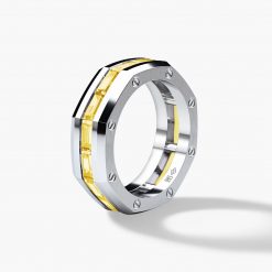 GRANT Mens Gold Wedding Band with Yellow Diamonds