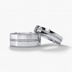 FRANKLIN Gold Matching Diamond Wedding Band Set