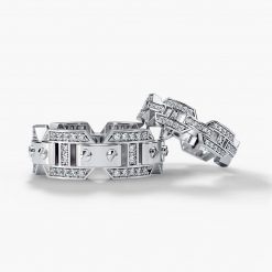 BRIGGS Gold Matching Diamond Wedding Band Set