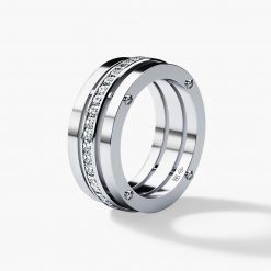 BREWER Mens Gold Wedding Band with Diamonds