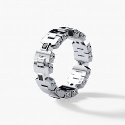 BAKER Mens Gold Wedding Band with Black Diamonds