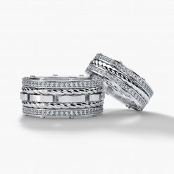 ROPES Gold Matching Diamond Wedding Band Set