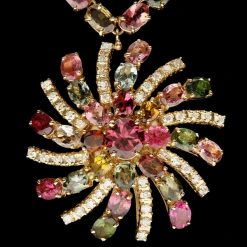 14K YELLOW GOLD 39.3CT TOURMALINE 1.00CT DIAMOND NECKLACE