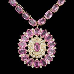 14K YELLOW GOLD 53CT SAPPHIRE 1.00CT DIAMOND NECKLACE