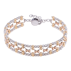 VÒNG TAY VÀNG Ý 18K PNJ ĐAI XOẮN XEN KẺ BI TRÒN 0000Z060172