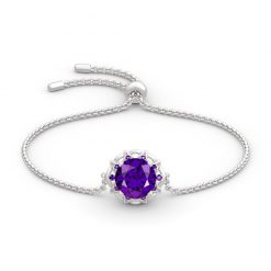 Jeulia Amethyst Flower Round Cut Sterling Silver Bracelet