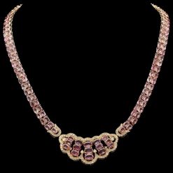 14K YELLOW GOLD 28.80CT SAPPHIRE 1.80CT DIAMOND NECKLACE
