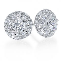 Layered circular double halo earrings - W0284