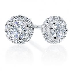 Minimalistic thin circular halo with 3-claw earring