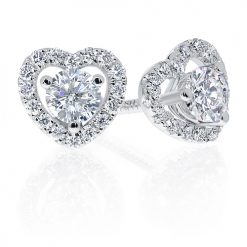 Heart shaped halo earrings