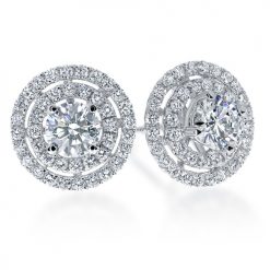 Medium width double circular halo earrings